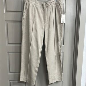 Tan Wide-Leg Trousers with Elastic Waistband